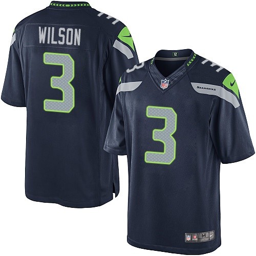 Men's Limited Russell Wilson Nike Jersey Navy Blue Home - #3 NFL Seattle Seahawks